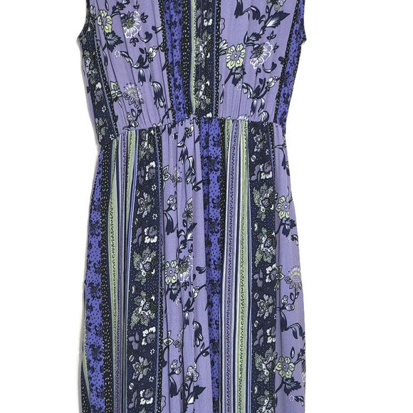 ASTR The Label Floral Patchwork Dress Blue Purple Sleeveless V Neck Boho Chic S - Picture 11 of 16